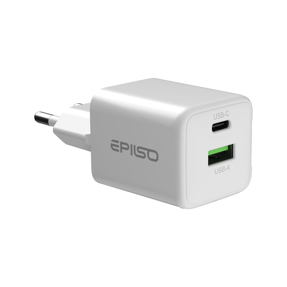 Изображение товара Сетевой адаптер Epilso EPD-PA210 30W GaN с двумя портами USB Изображение товара Сетевой адаптер Epilso EPD-PA210 30W GaN с двумя портами USB