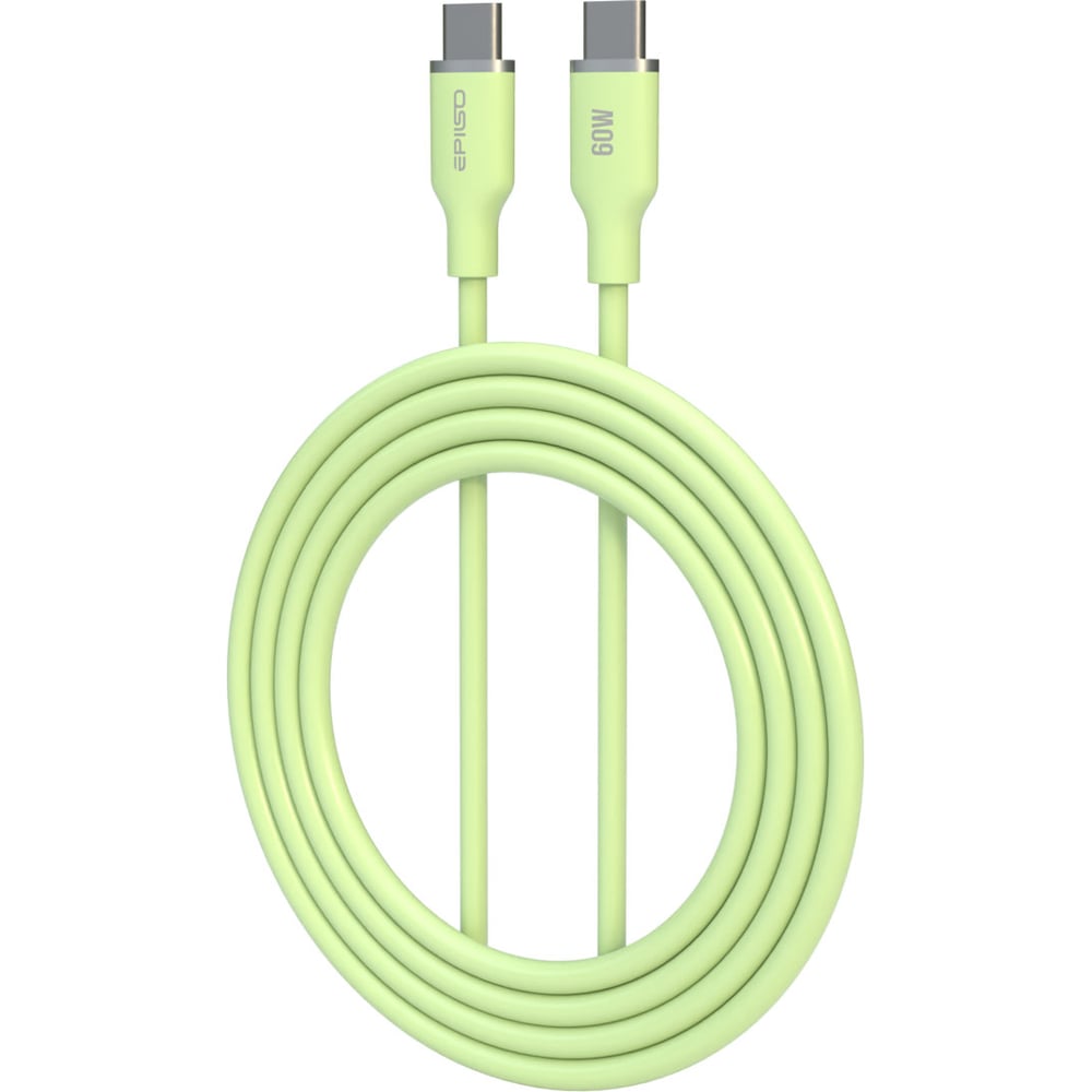 Кабель Epilso USB-С вилка - USB-C вилка, 1 м, 60Вт, светло-зелёный EPD-C1040