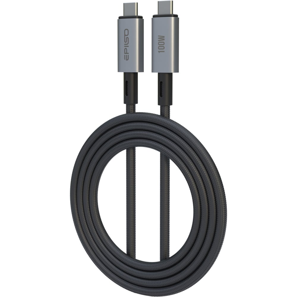 Кабель Epilso USB-С вилка - USB-C вилка, 1 м, 100Вт, чёрный EPD-C1025