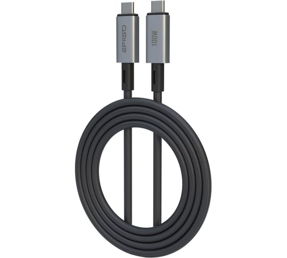 Изображение товара Кабель Epilso USB-С вилка - USB-C вилка, 1 м, 100Вт, чёрный EPD-C1025