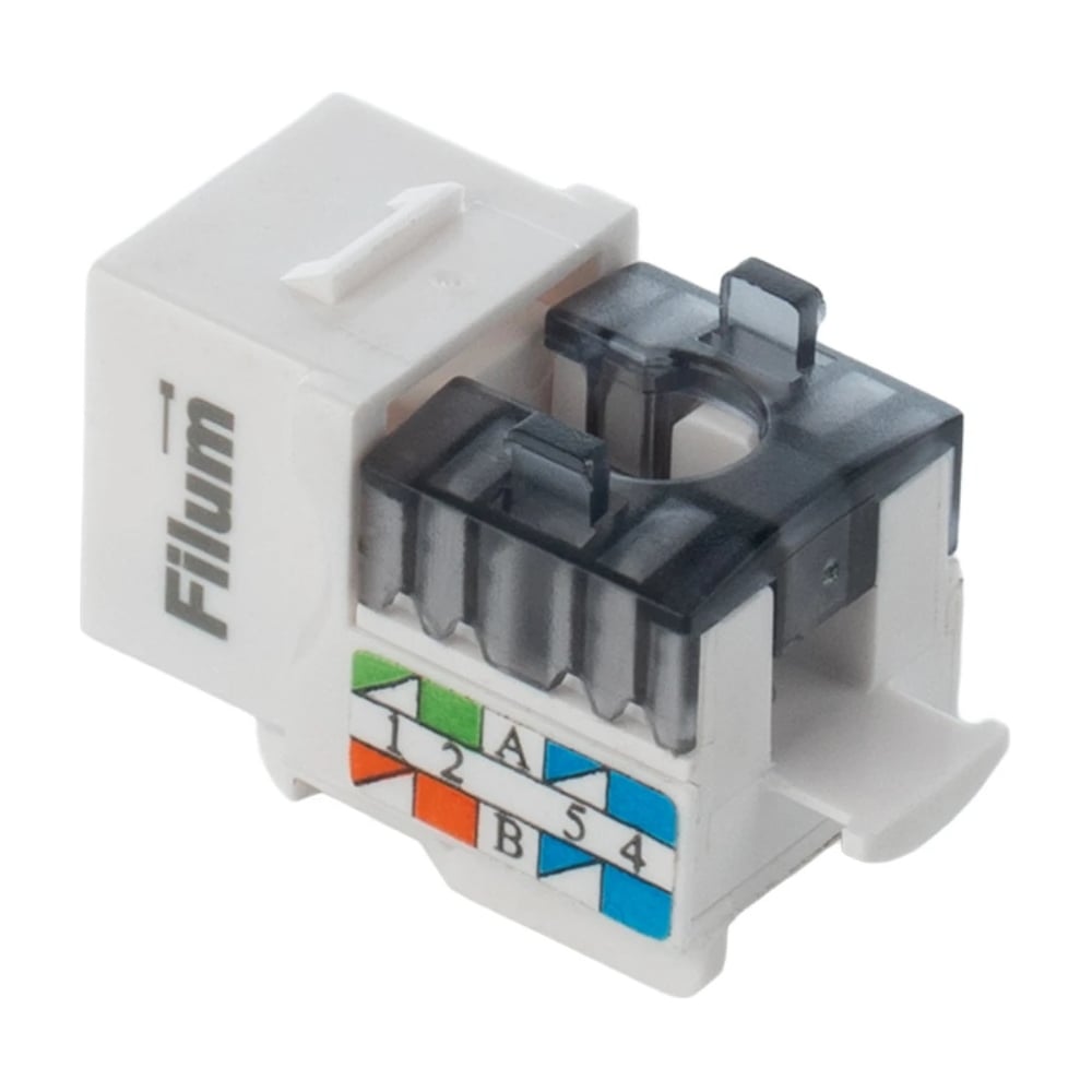 Изображение товара Модуль Keystone RJ45 UTP FL-KJ-U5E-WT-90 Cat 5e, Dual IDC (110/KRONE), 90 градусов, белый Filum 00-01209887 Изображение товара Модуль Keystone RJ45 UTP FL-KJ-U5E-WT-90 Cat 5e, Dual IDC (110/KRONE), 90 градусов, белый Filum 00-01209887