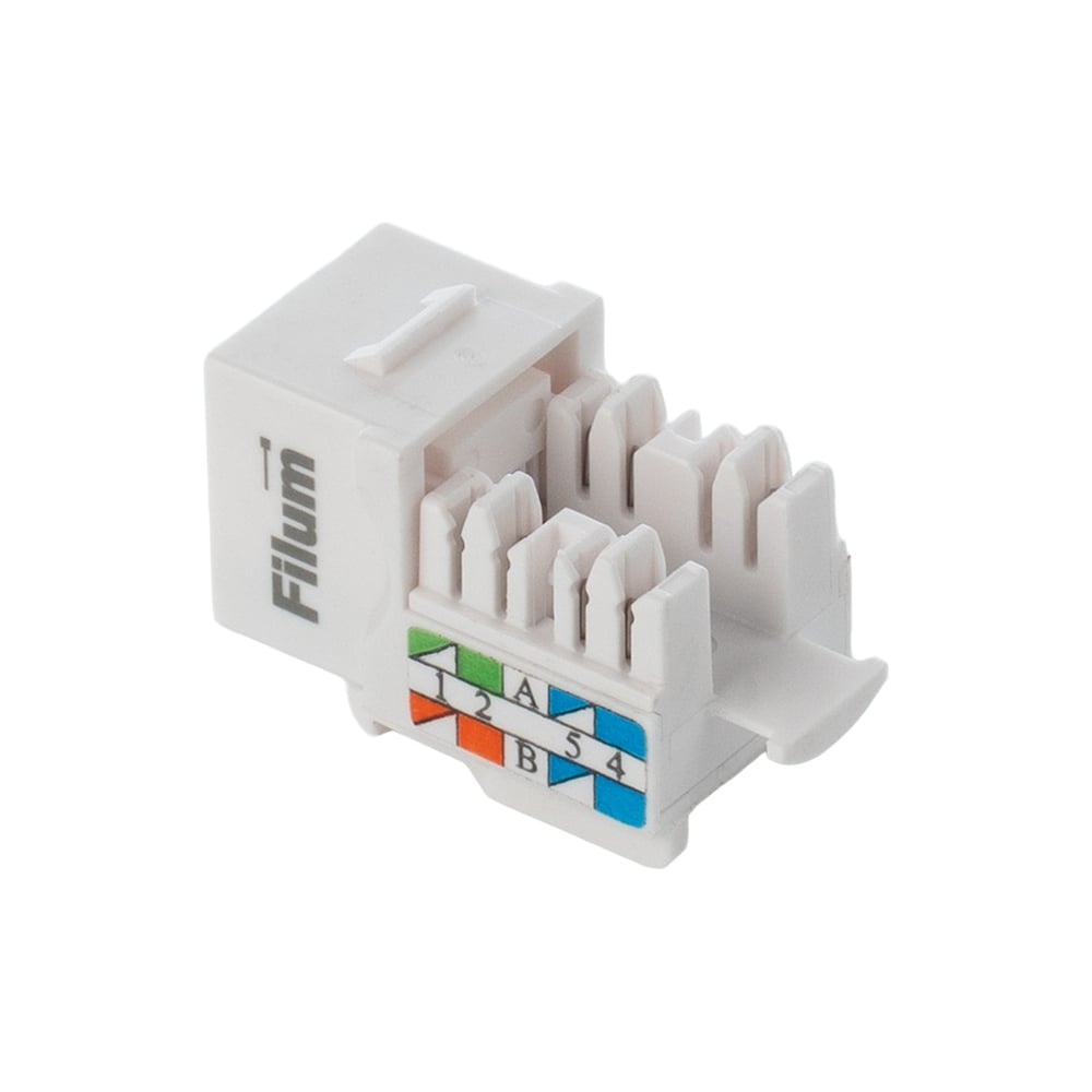 Модуль Keystone Filum RJ45 UTP Cat 6A, Dual IDC (110/KRONE), 90 градусов, белый FL-KJ-U6A-WT-90