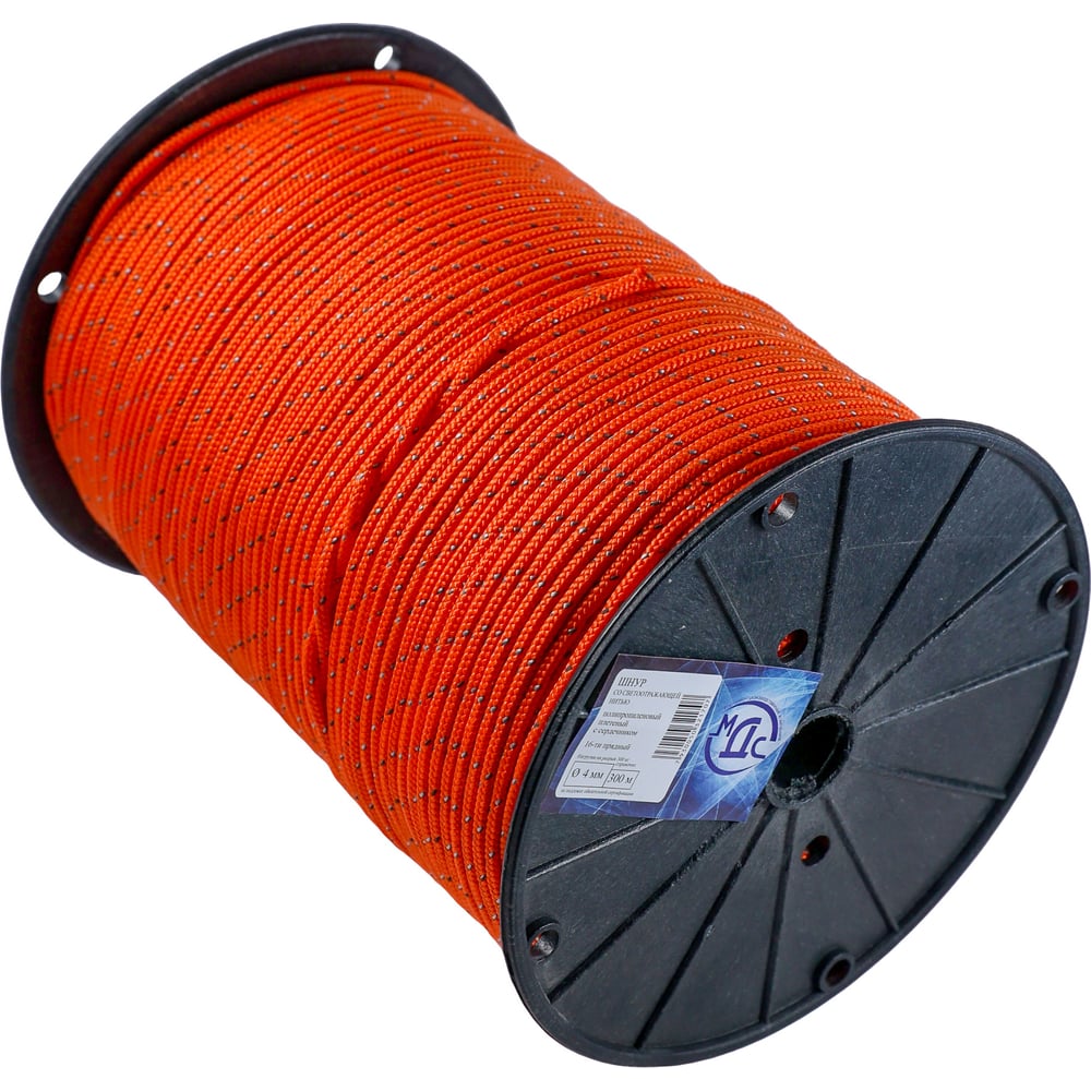 Изображение товара Полипропиленовый плетеный шнур 4мм 300м МДС с сердечником и светоотражающей нитью