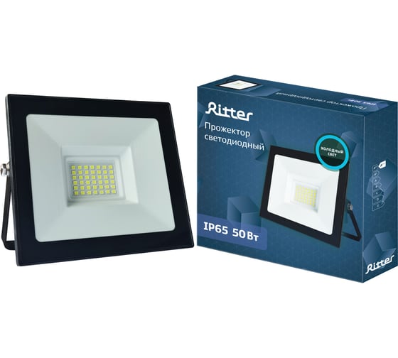 Изображение товара Прожектор светодиодный Ritter СДО1-50-6К ПРО, 230В, 50Вт, 6500К, 4250Лм, IP65, черный, 56103 3