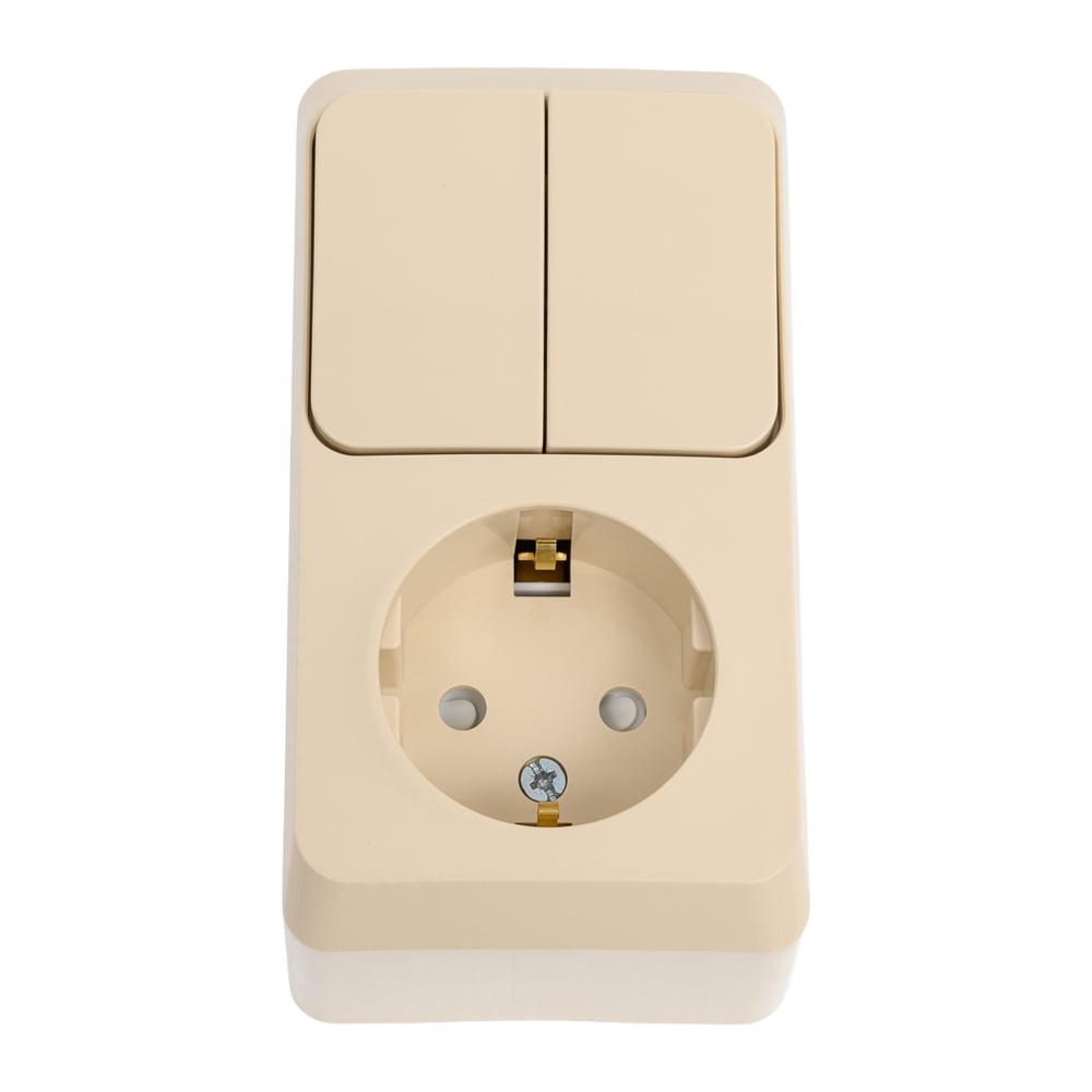 Изображение товара Розетка и выключатель Systeme Electric Этюд Крем IP20 комплект для монтажа