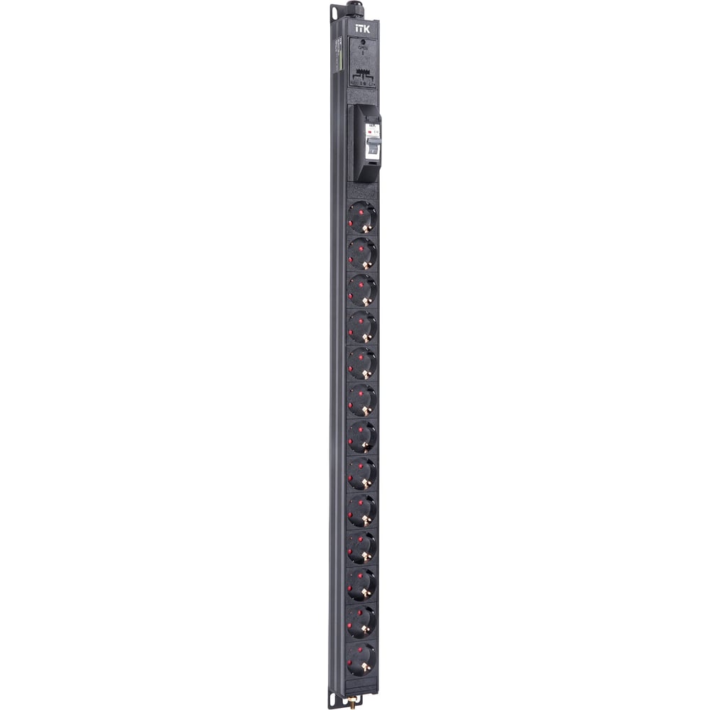 Вертикальный блок розеток ITK BASE PDU PV0111 19U 1 фаза 16А 13 розеток SCHUKO (немецкий стандарт) кабель 2,6м вилка SCHUKO (немецкий стандарт) BS-PV12-13D-11