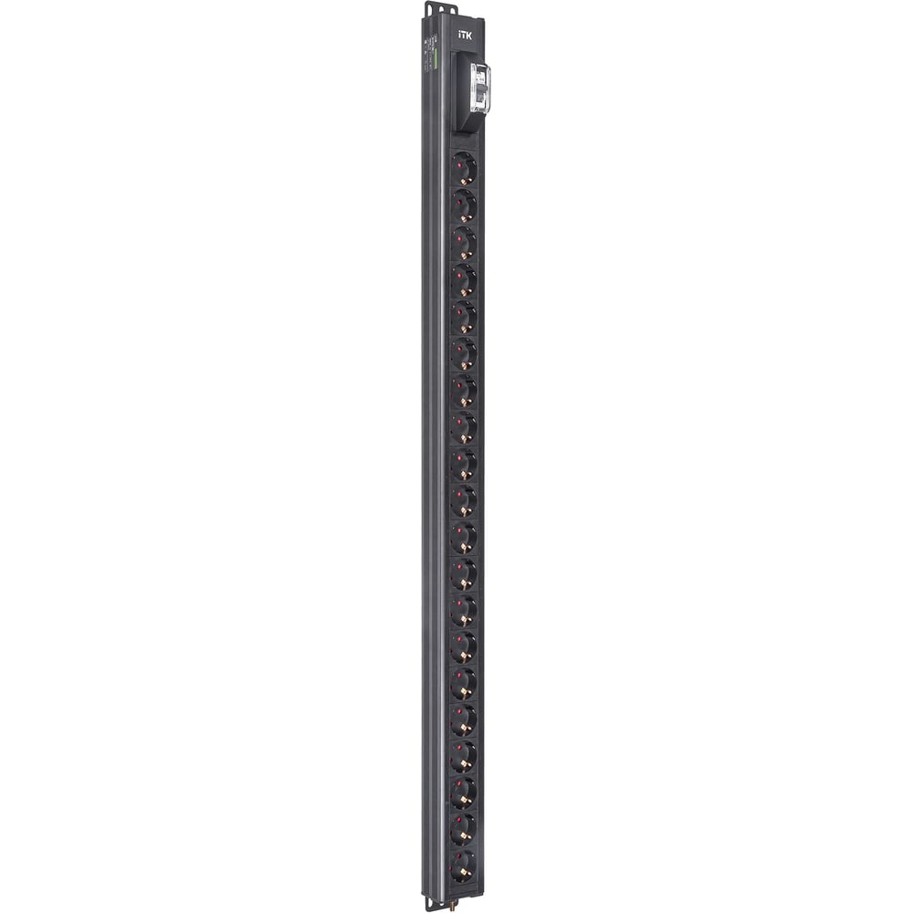 Вертикальный блок розеток ITK BASE PDU PV0101 25U 1 фаза 16А 20 розеток SCHUKO (немецкий стандарт) без кабеля с входным разъемом C20 BS-PV70-20D-11