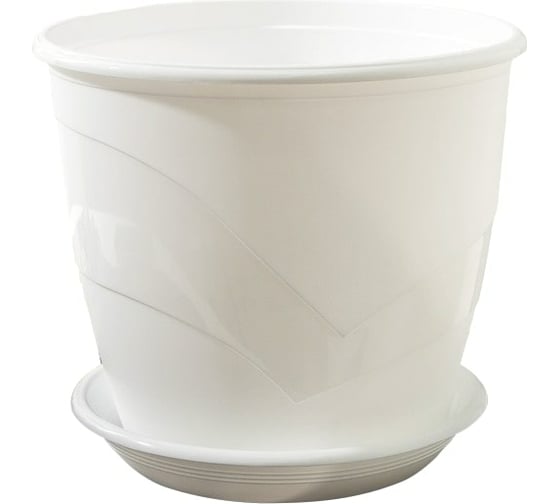 Изображение товара Горшок для цветов с поддоном СИМАЛЕНД Венеция 3.1 л, 19х18 см, белый 4047760