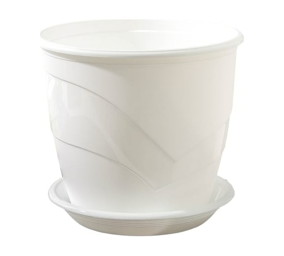 Изображение товара Горшок для цветов с поддоном СИМАЛЕНД Венеция 2 л, 16х14 см, белый 4483974