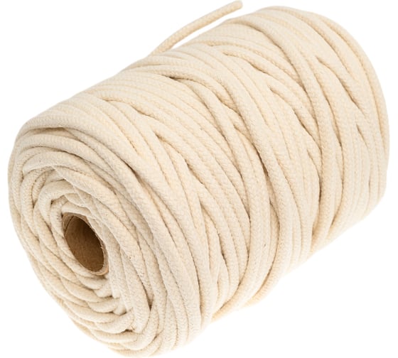 Изображение товара Хлопковый плетеный шнур truEnergy натуральный, 4 мм натуральный бобинка 50 м 12656