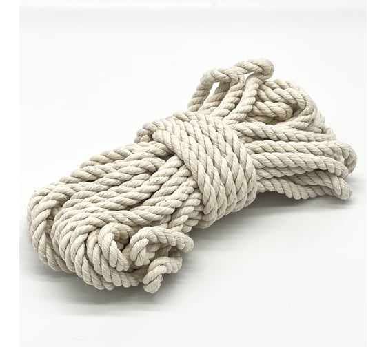 Изображение товара Декоративная хлопковая веревка truEnergy крученая, 8 мм моток 10 м 12404