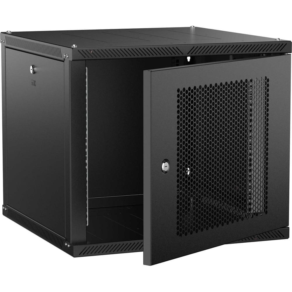 Шкаф настенный ITK LINEA W 9U 600х600мм дверь перфорированная черный 2.0 LWR5-09U66-PF-2
