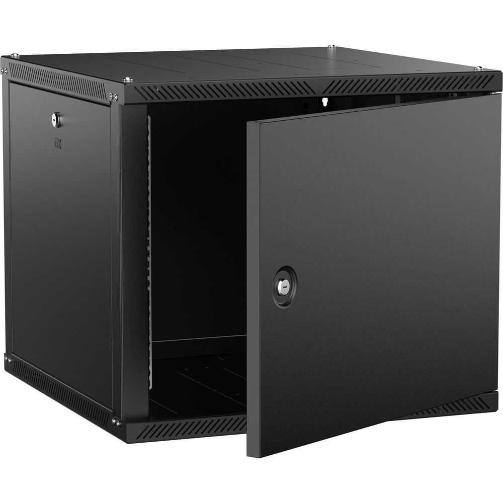 Шкаф настенный ITK LINEA W 9U 600х600мм дверь металл черный 2.0 LWR5-09U66-MF-2