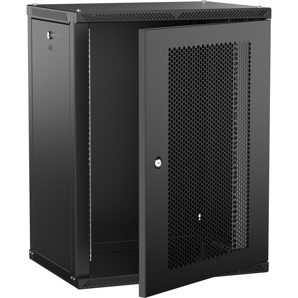 Шкаф настенный ITK LINEA W 15U 600х450мм дверь перфорированная черный 2.0 LWR5-15U64-PF-2