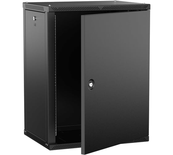 Изображение товара Шкаф настенный ITK LINEA W 15U 600х450мм дверь металл черный 2.0 LWR5-15U64-MF-2