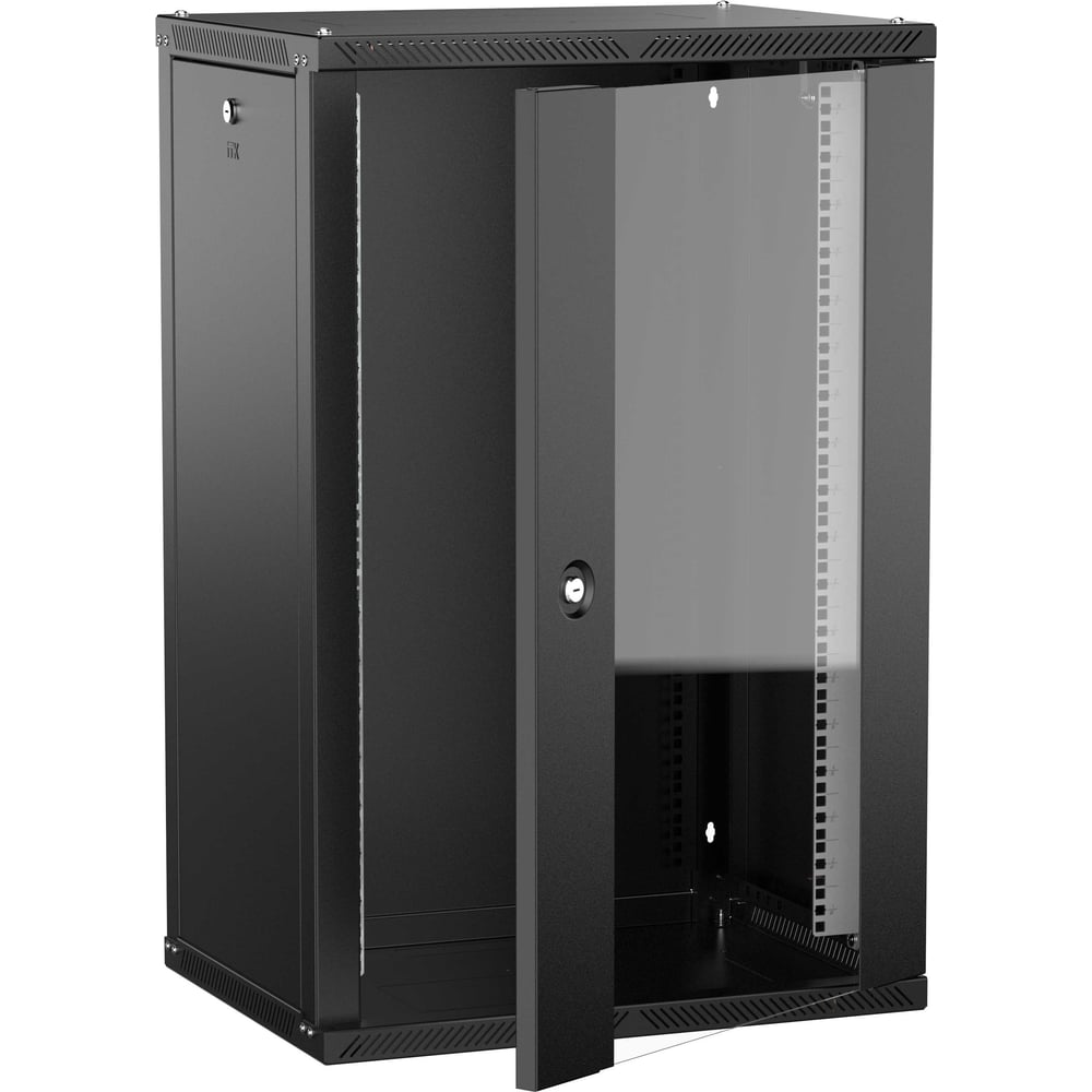 Шкаф настенный ITK LINEA W 18U 600х450мм дверь стекло черный 2.0 LWR5-18U64-GF-2