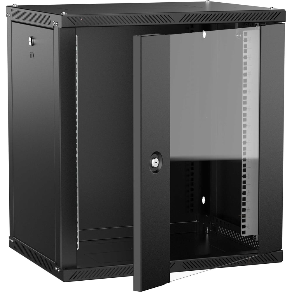 Шкаф настенный ITK LINEA W 12U 600х450мм дверь стекло черный 2.0 LWR5-12U64-GF-2