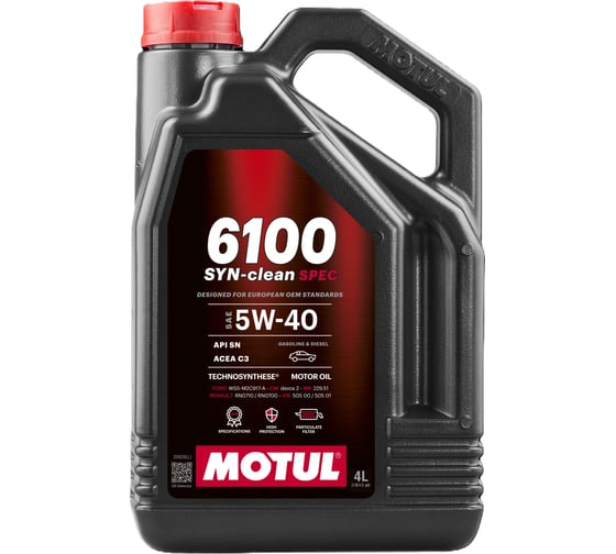 Изображение товара Масло моторное MOTUL 6100 SYN-CLEAN SPEC 5W40 4 л 113896