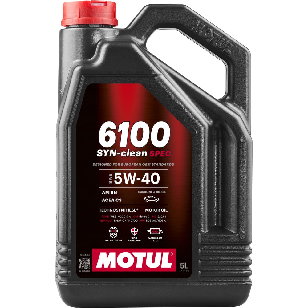 Изображение товара Масло моторное MOTUL 6100 SYN-CLEAN SPEC 5W40 5 л 113899