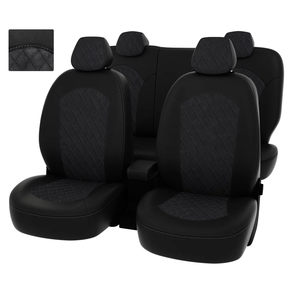 Чехлы PSV Toyota Rav4 IV 2012-2019 г. - черный/отстрочка белая (Loto) Статус 140179