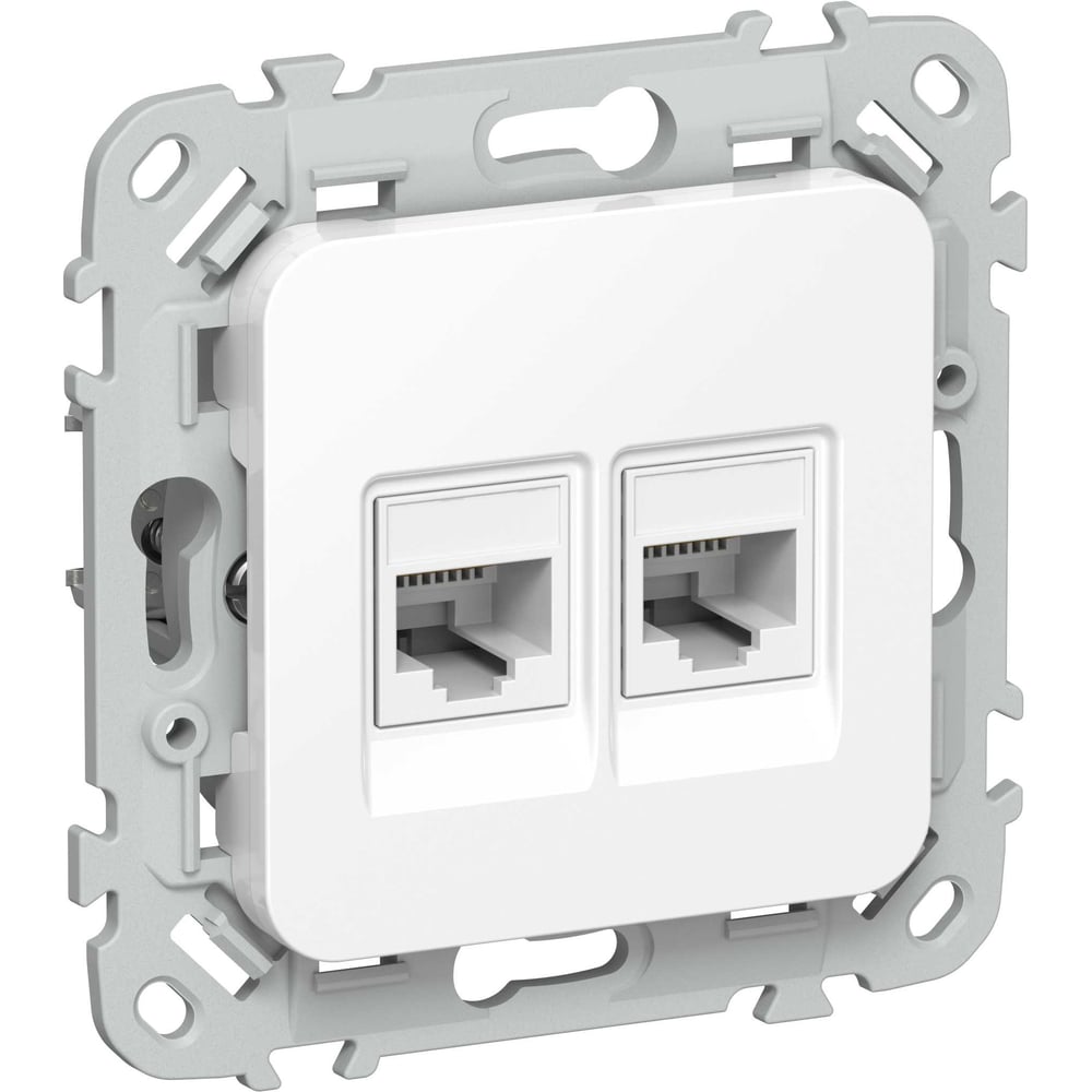 Розетка IEK FLITE 2-местная RJ45/RJ11 категория 6/3 UTP РКТ6/3-2-0-ФлБ белый FI-KT22-2-K01