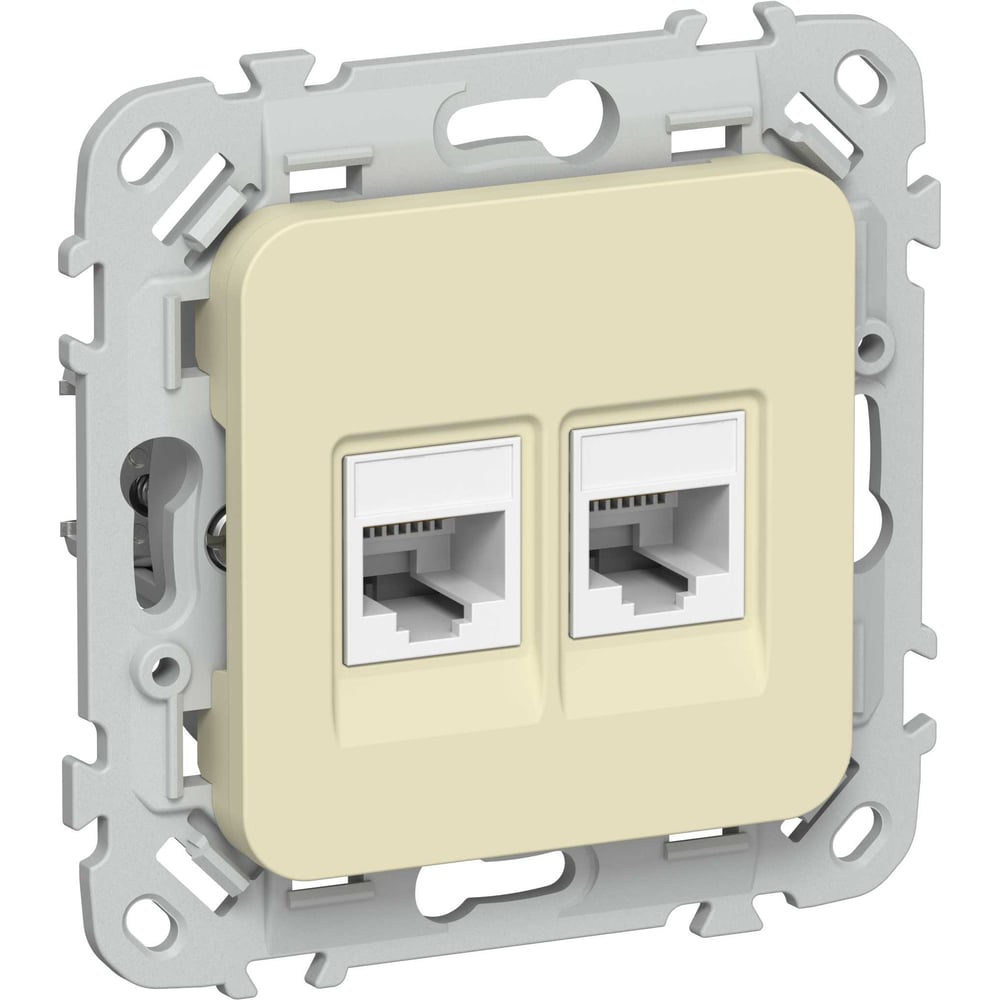 Розетка IEK FLITE 2-местная RJ45/RJ11 категория 5Е/3 UTP РКТ5е/3-2-0-ФлН навахо FI-KT22-1-K87
