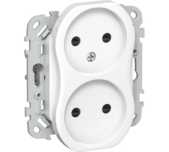 Изображение товара Розетка IEK FLITE 2-я без з/к с з/ш б/к 10А РСш02-1-ФлБ белый FI-R23-10-1-K01