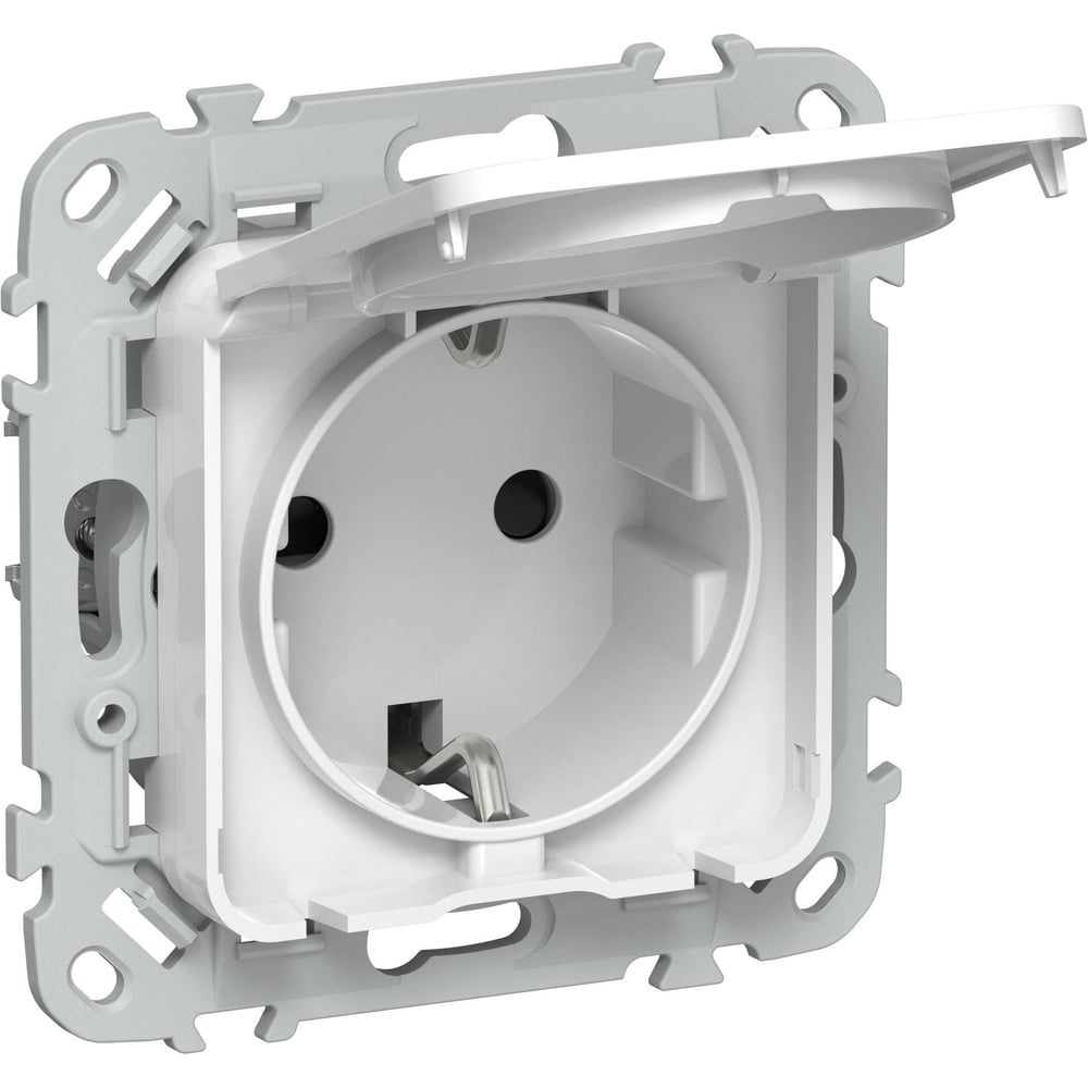 Розетка IEK FLITE с з/к/ш крышка б/к 16А IP44 РСшкр11-1-44-ФлБ белый FI-R16-16-1-44-K01