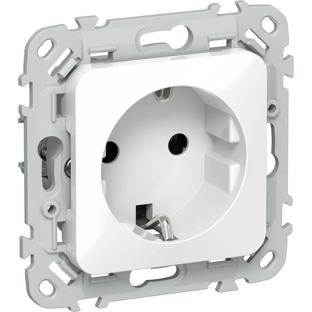 Розетка IEK FLITE с з/к без з/ш б/к 16А РС11-1-ФлБ белый FI-R11-16-1-K01