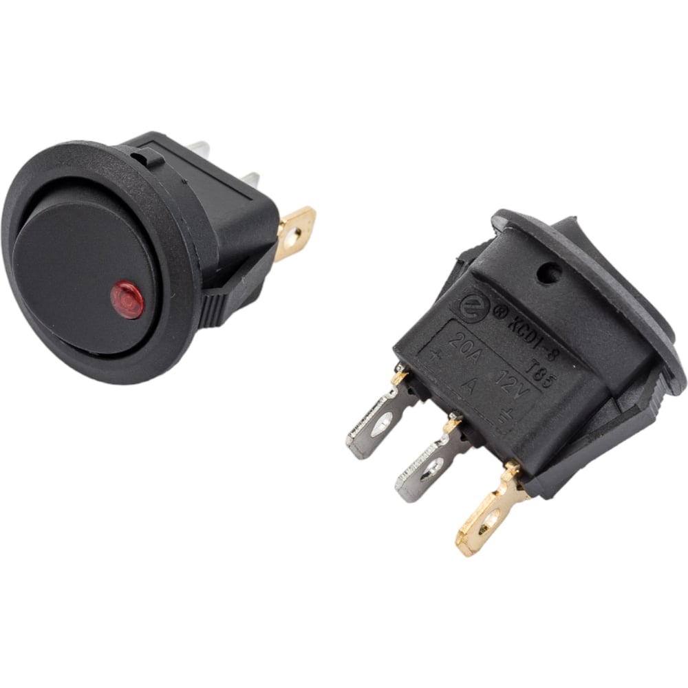 Изображение товара Круглая клавиша Nord-Yada 12V 20А с LED подсветкой, 3 контакта, ON-OFF