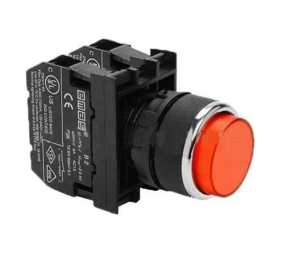Изображение товара Кнопка Emas выступающая, красная, с подсветкой 1НО+1НЗ B162HK