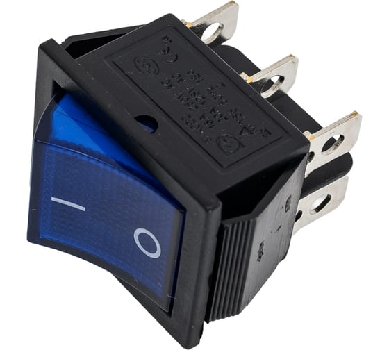 Изображение товара Клавиша Nord-Yada 250V 15А синяя с подсветкой (6контактов) ON-OFF (2шт в упаковке) 905457