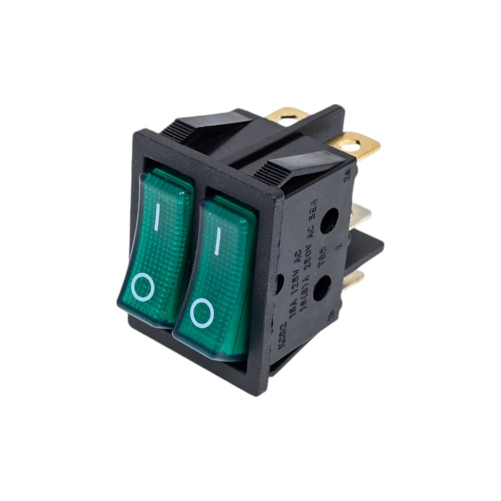 Изображение товара Двойная клавиша Nord-Yada 250V 16А зеленая с подсветкой