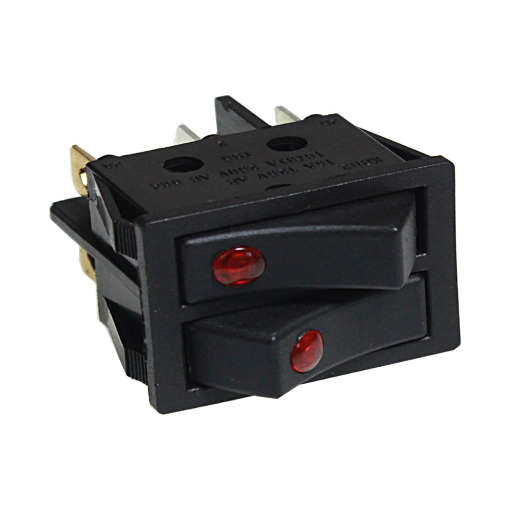 Изображение товара Двойная клавиша Nord-Yada 250V 16А черная с подсветкой 6 контактов ON-OFF