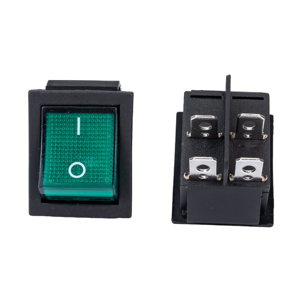Изображение товара Клавиша переключатель Nord-Yada 250V 16А зеленая с подсветкой 4 контакта