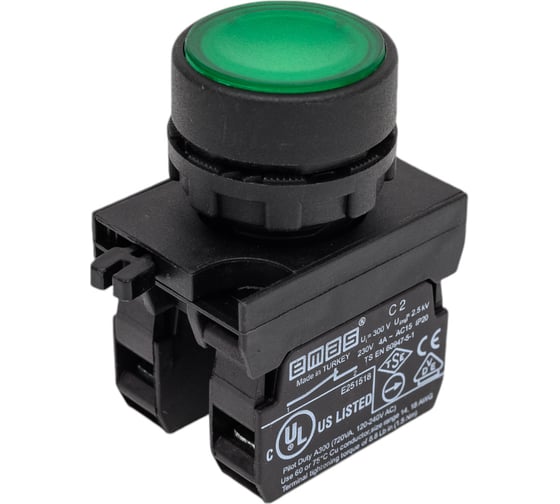 Изображение товара Нажимная кнопка Emas круглая, зеленая 2НЗ CP202DY