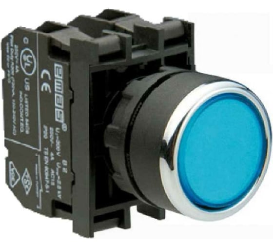 Изображение товара Нажимная кнопка Emas круглая, синяя, 1НО+1НЗ, серия B, 250 В AC, 4 А, B102DM
