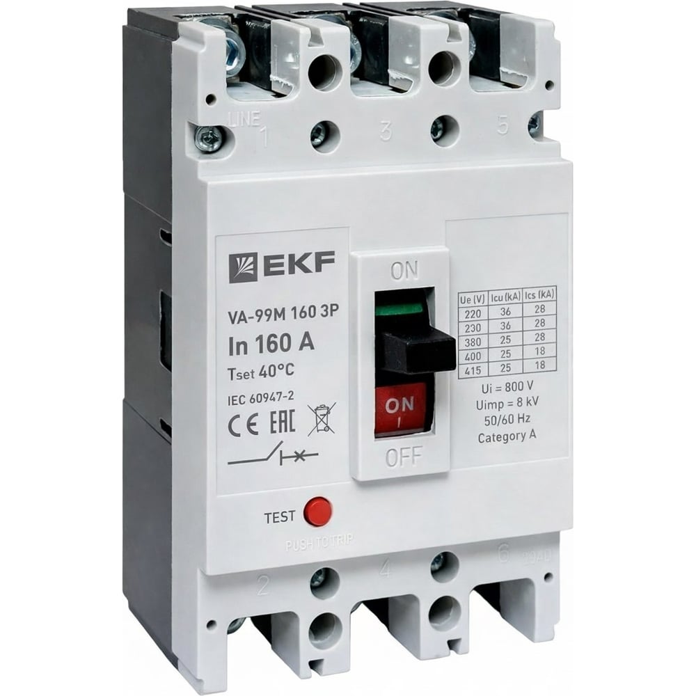 Выключатель автоматический в литом корпусе EKF ВА-99М 160/160А 3P 10In 35кА с термомагнитным расцепителем mccb99-160-160m