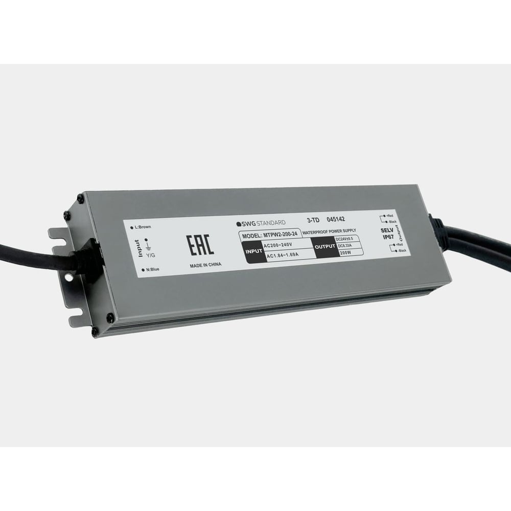 Блок питания SWG MTPW2, 200W влагозащитный IP67, 24V, MTPW2-200-24 00-00045142