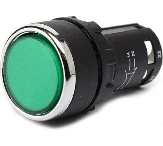 Изображение товара Нажимная кнопка Emas моноблочная, зелёная, 22 мм, IP 40, 1НО+1НО MB101DY