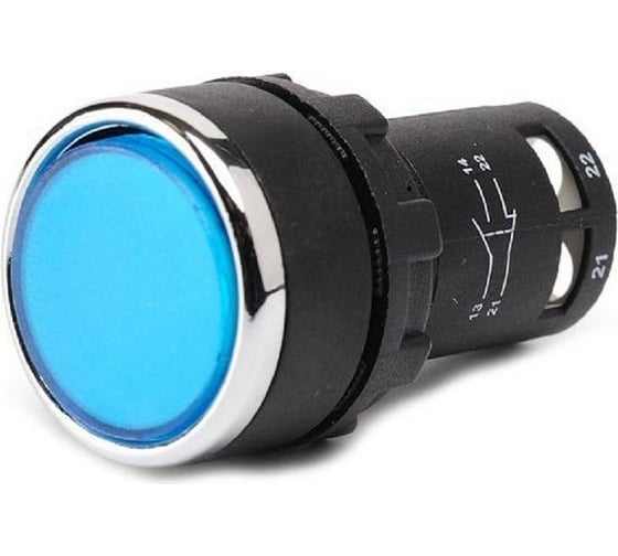 Изображение товара Нажимная кнопка Emas моноблочная, синяя, 22 мм, IP 40, 1НО+1НО MB101DM