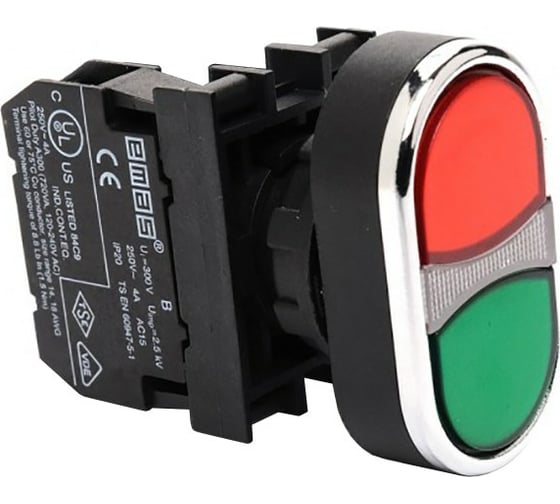 Изображение товара Сдвоенная кнопка Emas красно-зеленая 1НО B100K20KY