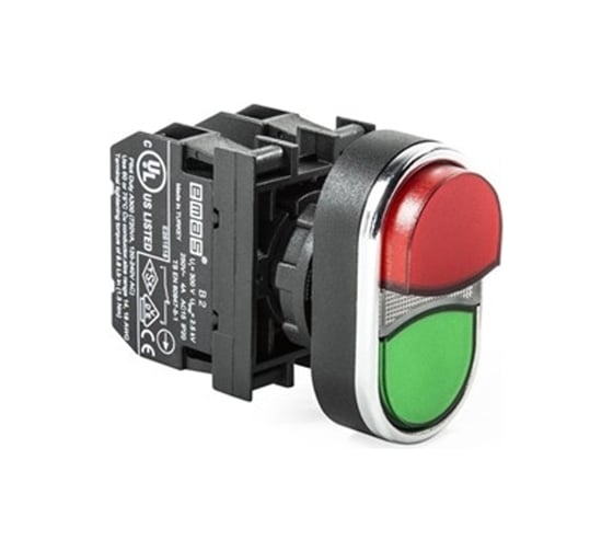 Изображение товара Сдвоенная кнопка Emas красно-зеленая, выступающая 1НО+1НО B101K21KY