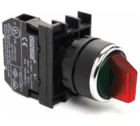 Изображение товара Переключатель Emas 0-1, с фиксацией, красный, 250 В AC, 4 А, без блок-контакта B100SL20K