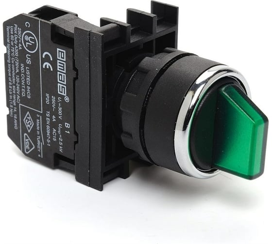 Изображение товара Переключатель Emas 2-0-1, без фиксации, зеленый, 250 В AC, 4 А, без блок-контакта B100SL32Y