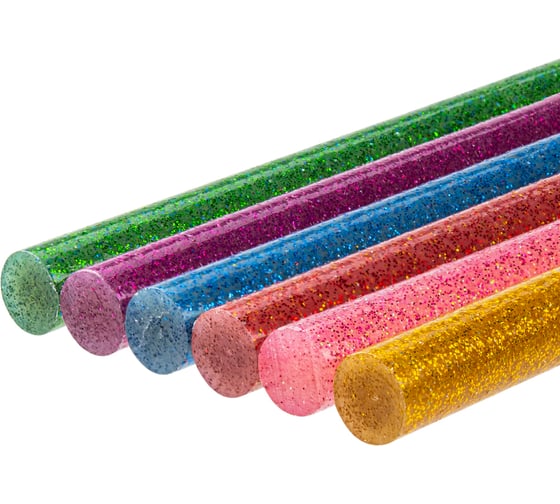 Изображение товара Стержни для клеевого пистолета универсальные цветные с блестками, 11 мм x 100 мм, набор 6 штук, TDM ELECTRIC «Алмаз» SQ1024-0519