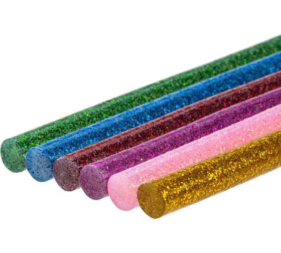 Изображение товара Стержни для клеевого пистолета универсальные цветные с блестками, 7 мм x 100 мм, набор 6 штук, TDM ELECTRIC «Алмаз» SQ1024-0509