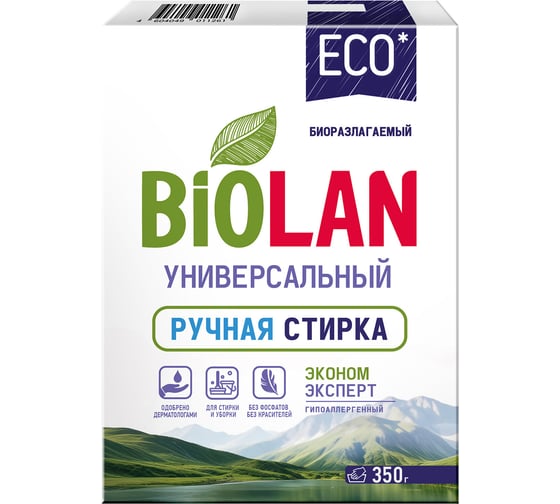Изображение товара Стиральный порошок д/ручной стирки БИОЛАН Эконом Эксперт, 350г ш/к 11261 602069