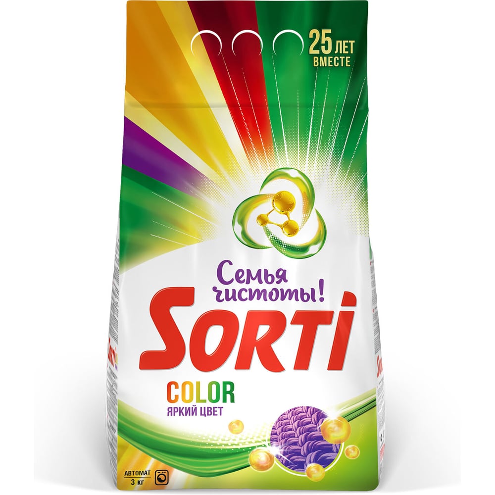 Стиральный порошок автомат SORTI 3кг (Сорти) Color, ш/к 13821 602062