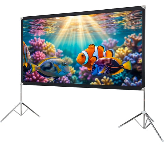 Изображение товара Экран Lumien LSV-100102 Sky View с двойным штативом, рабочая область 124×221 см, 100 Matte White Nylon, 155775